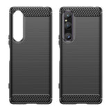 Carbon Case cover til Sony Xperia 1 V fleksible silikone carbon cover sort