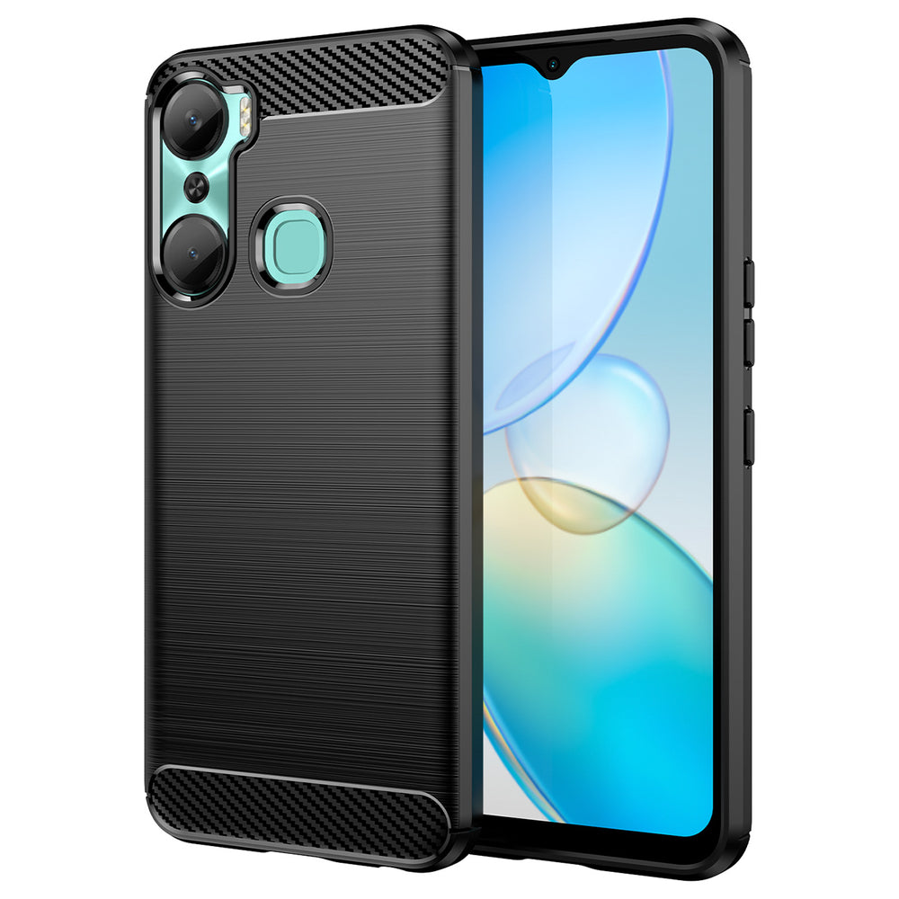 Carbon Case til Infinix Hot 12 Pro fleksibelt silikone carbon cover sort