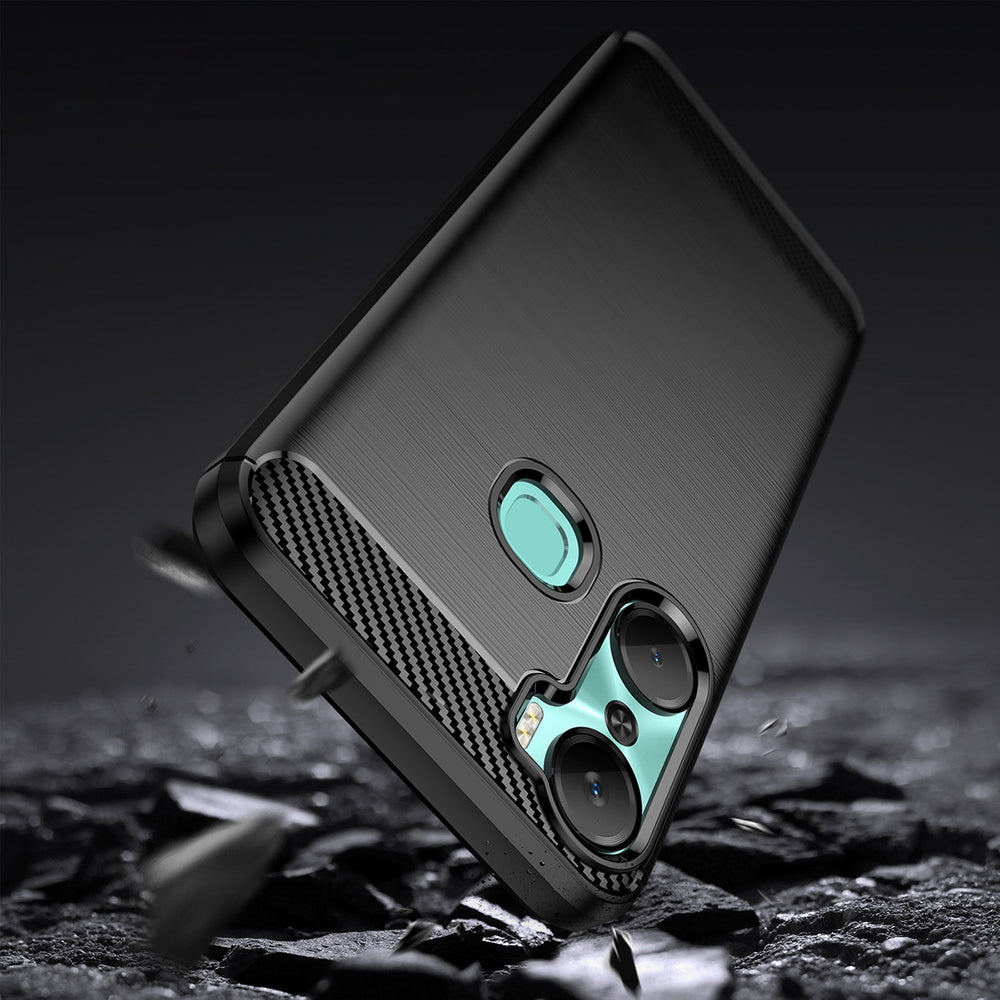 Carbon Case til Infinix Hot 12 Pro fleksibelt silikone carbon cover sort