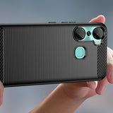 Carbon Case til Infinix Hot 12 Pro fleksibelt silikone carbon cover sort