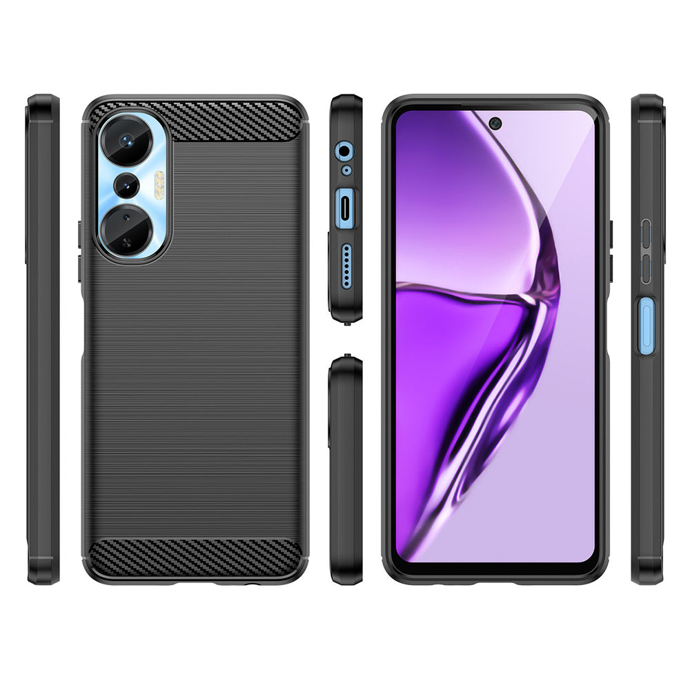 Carbon Case til Infinix Hot 20S med fleksibelt silikone carbon cover sort