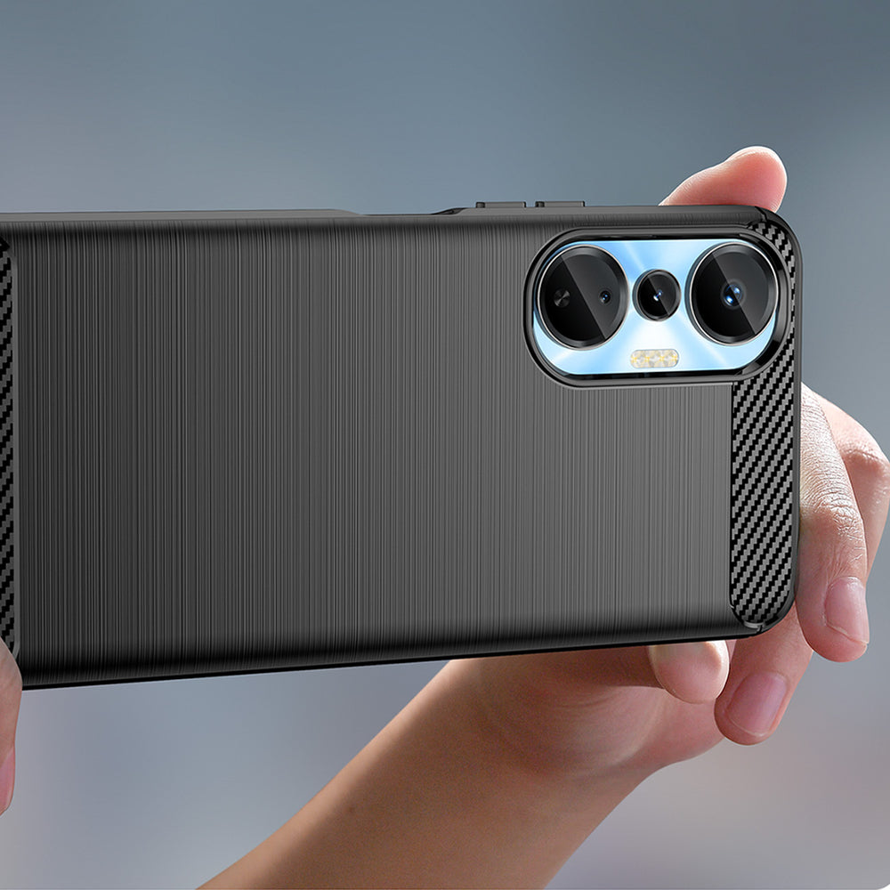 Carbon Case til Infinix Hot 20S med fleksibelt silikone carbon cover sort