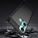 Carbon Case til Infinix Hot 20 Play fleksibelt silikone carbon cover sort