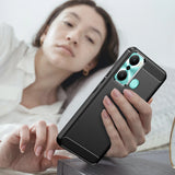 Carbon Case til Infinix Hot 20 Play fleksibelt silikone carbon cover sort