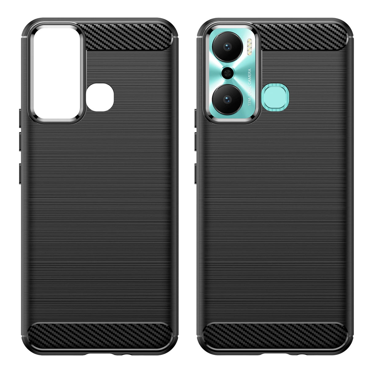 Carbon Case til Infinix Hot 20 Play fleksibelt silikone carbon cover sort