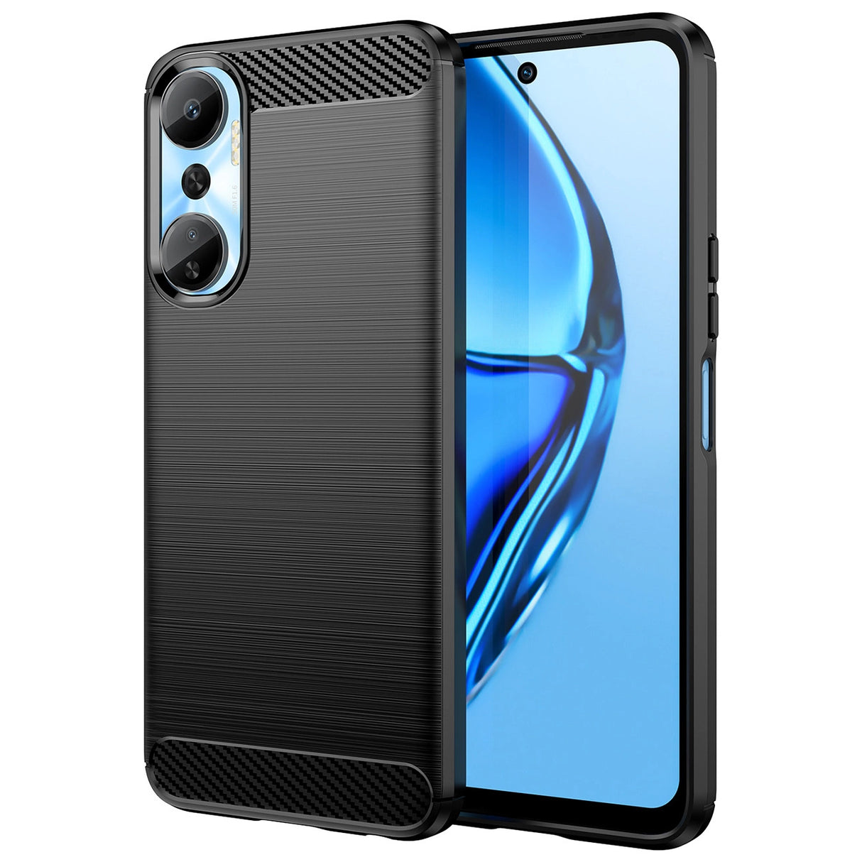 Carbon Case til Infinix Hot 20 fleksibelt silikone carbon cover sort