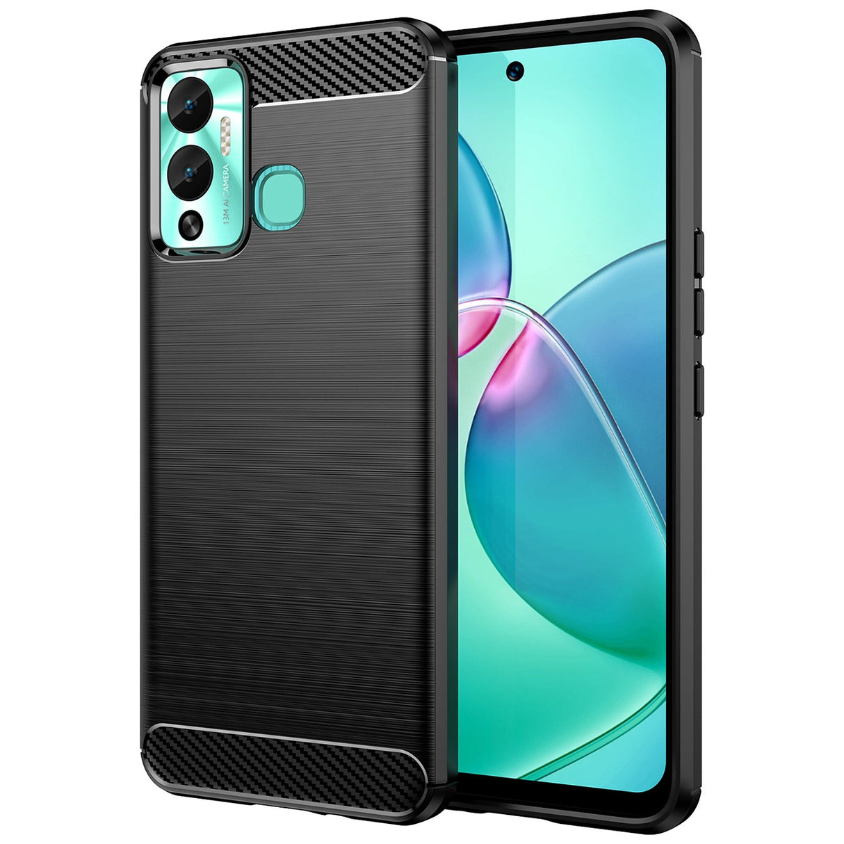 Carbon Case til Infinix Hot 12 Play NFC / Hot 12 Play fleksibelt silikone carbon cover sort