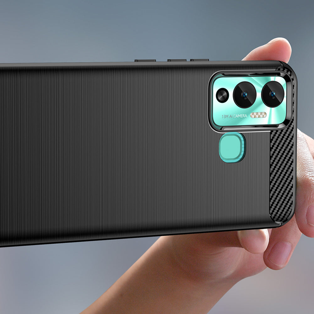 Carbon Case for Infinix Hot 12 Play NFC / Hot 12 Play fleksibelt silikone carbon cover sort