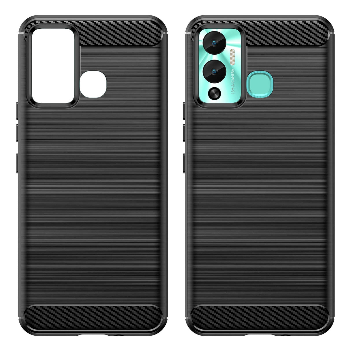 Carbon Case til Infinix Hot 12 Play NFC / Hot 12 Play fleksibelt silikone carbon cover sort