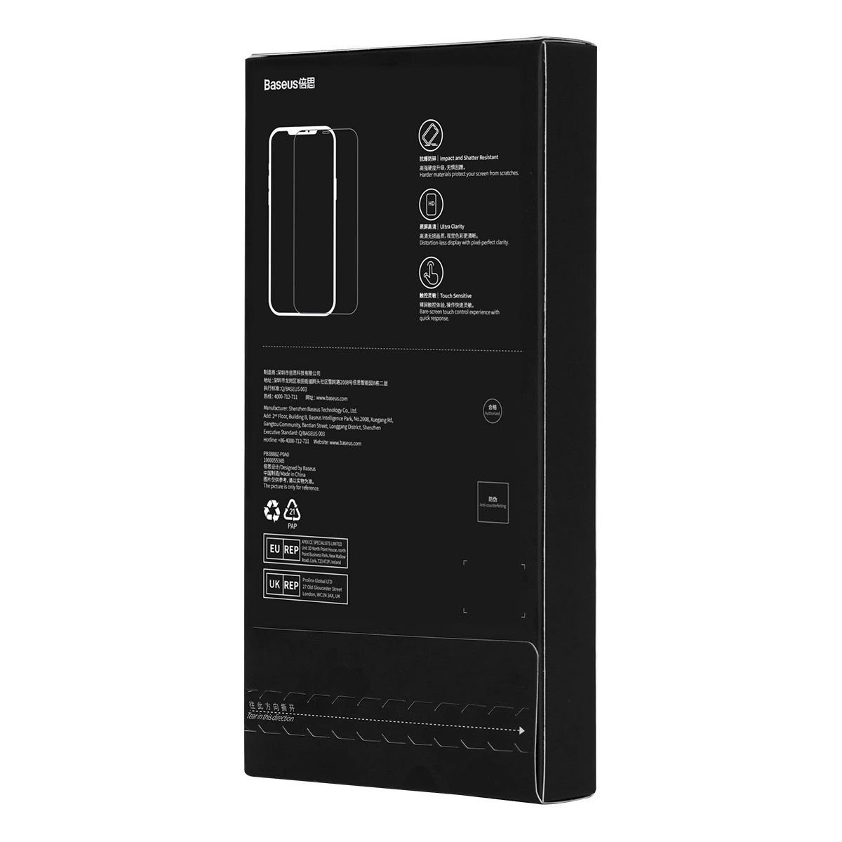 Baseus Full Screen Tempered Glass til iPhone 14 Plus / 13 Pro Max med højttaler dækning 0,4 mm + montering kit