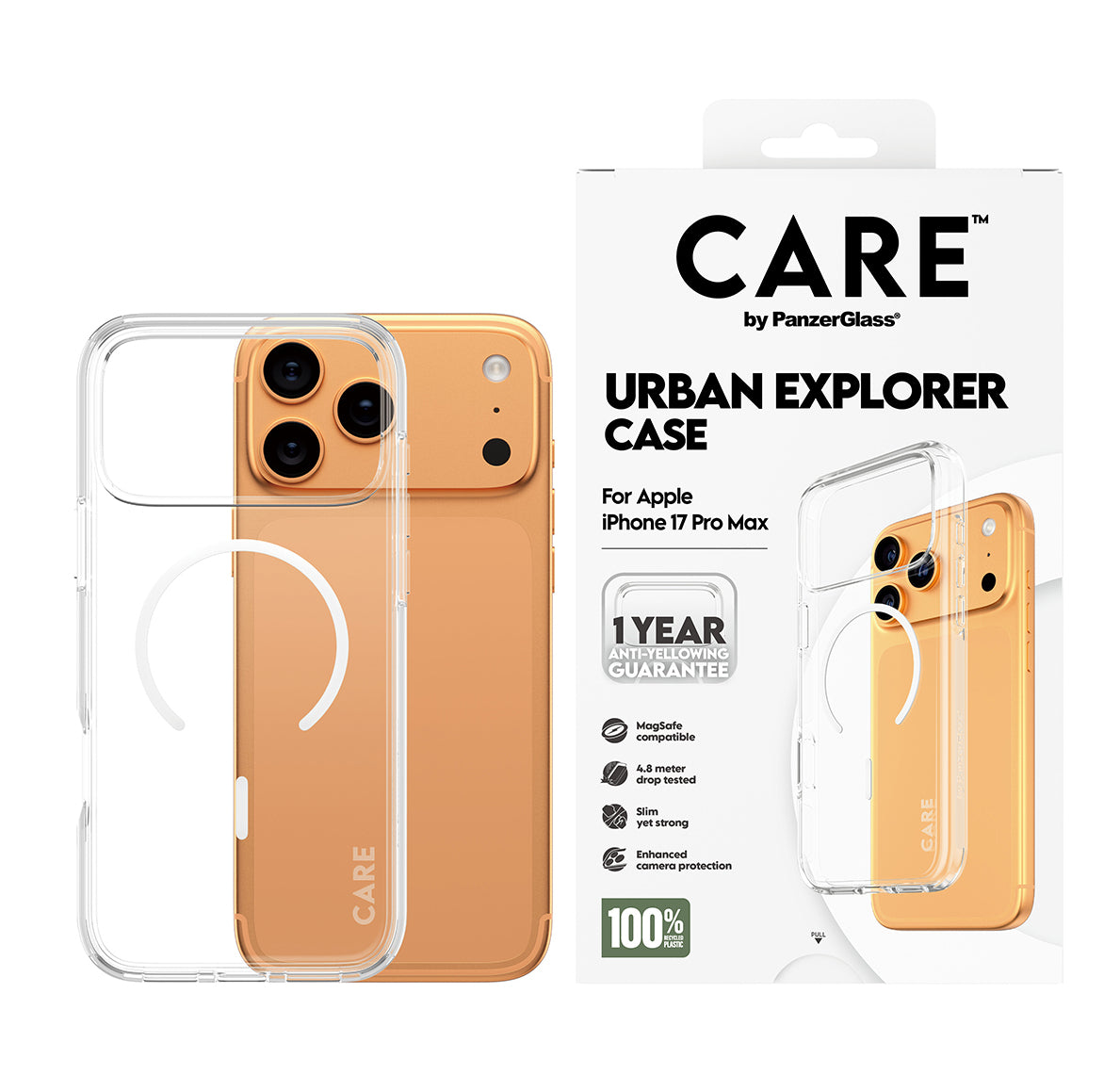 CARE Case Clear Urban Explor White MagSafe iPhone 17 Pro Max