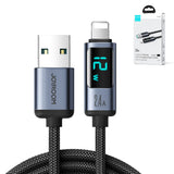 Joyroom Prism Series A16 Lightning / USB-A Cable 2.4A 1.2m med LED-skærm - sort