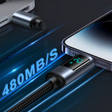 Joyroom Prism Series A16 Lightning / USB-A Cable 2.4A 1.2m med LED-skærm - sort