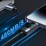 Joyroom Prism Series A16 Lightning / USB-A Cable 2.4A 1.2m med LED-skærm - sort