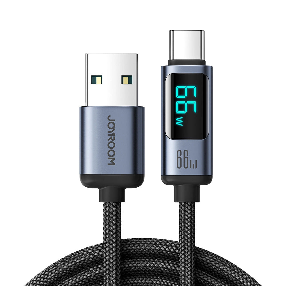 Joyroom Prism Series A16 USB-C / USB-A Kabel 66W 1,2m med LED-skærm - sort