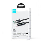 Joyroom Prism Series A16 USB-C / USB-A Kabel 66W 1,2m med LED-skærm - sort