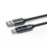 Joyroom Prism Series A16 USB-C / USB-A Kabel 66W 1,2m med LED-skærm - sort
