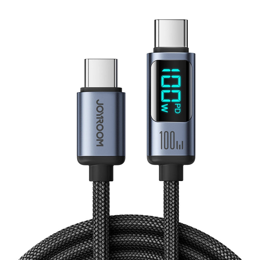 Joyroom Prism Series A16 USB-C / USB-C 100W 1,2m Kabel med LED-skærm - sort