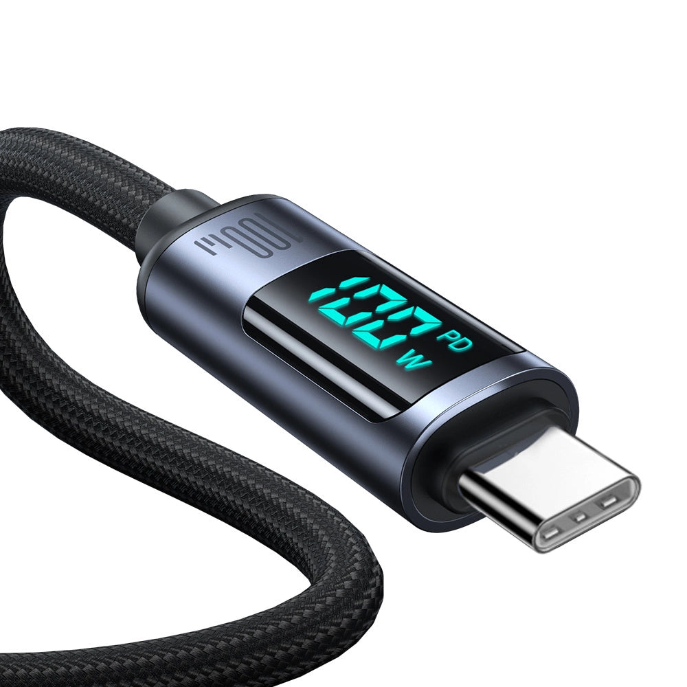 Joyroom Prism Series A16 USB-C / USB-C 100W 1,2m Kabel med LED-skærm - sort
