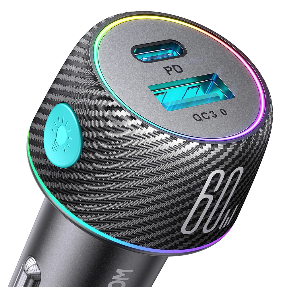60W USB-C USB-A biloplader Joyroom JR-CCN01 - sort
