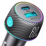 60W USB-C USB-A biloplader Joyroom JR-CCN01 - sort