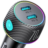 2x USB C 70W bil oplader med LED baglys Joyroom JR-CCN02 - sort