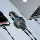 2x USB C 70W bil oplader med LED baglys Joyroom JR-CCN02 - sort