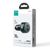 2x USB C 70W bil oplader med LED baglys Joyroom JR-CCN02 - sort