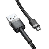 Baseus Cafule Micro USB-kabel 2,4 A 0,5 m (grå + sort)