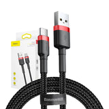 Baseus Cafule kabel USB-C 3A 1m (rød+sort)