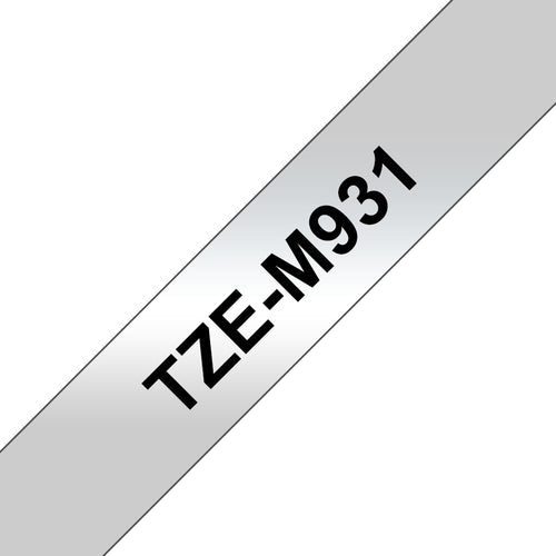 Brother TZE-M931 etiketbånd Sort på sølv