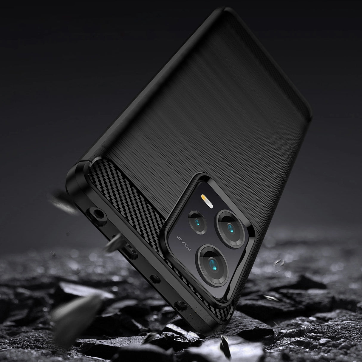 Carbon Case til Xiaomi Redmi Note 12 Pro+ fleksibelt silikone carbon cover sort