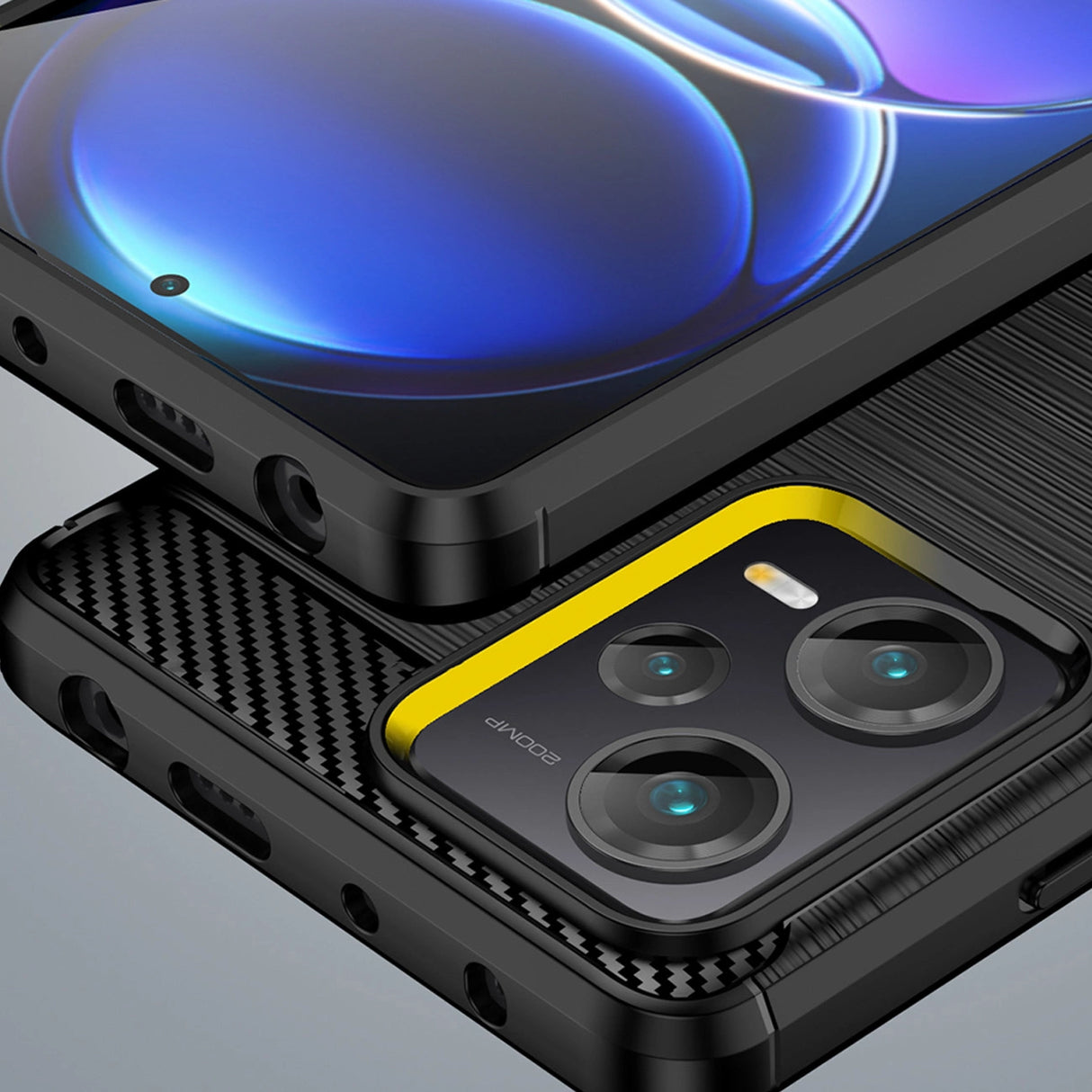 Carbon Case til Xiaomi Redmi Note 12 Pro+ fleksibelt silikone carbon cover sort
