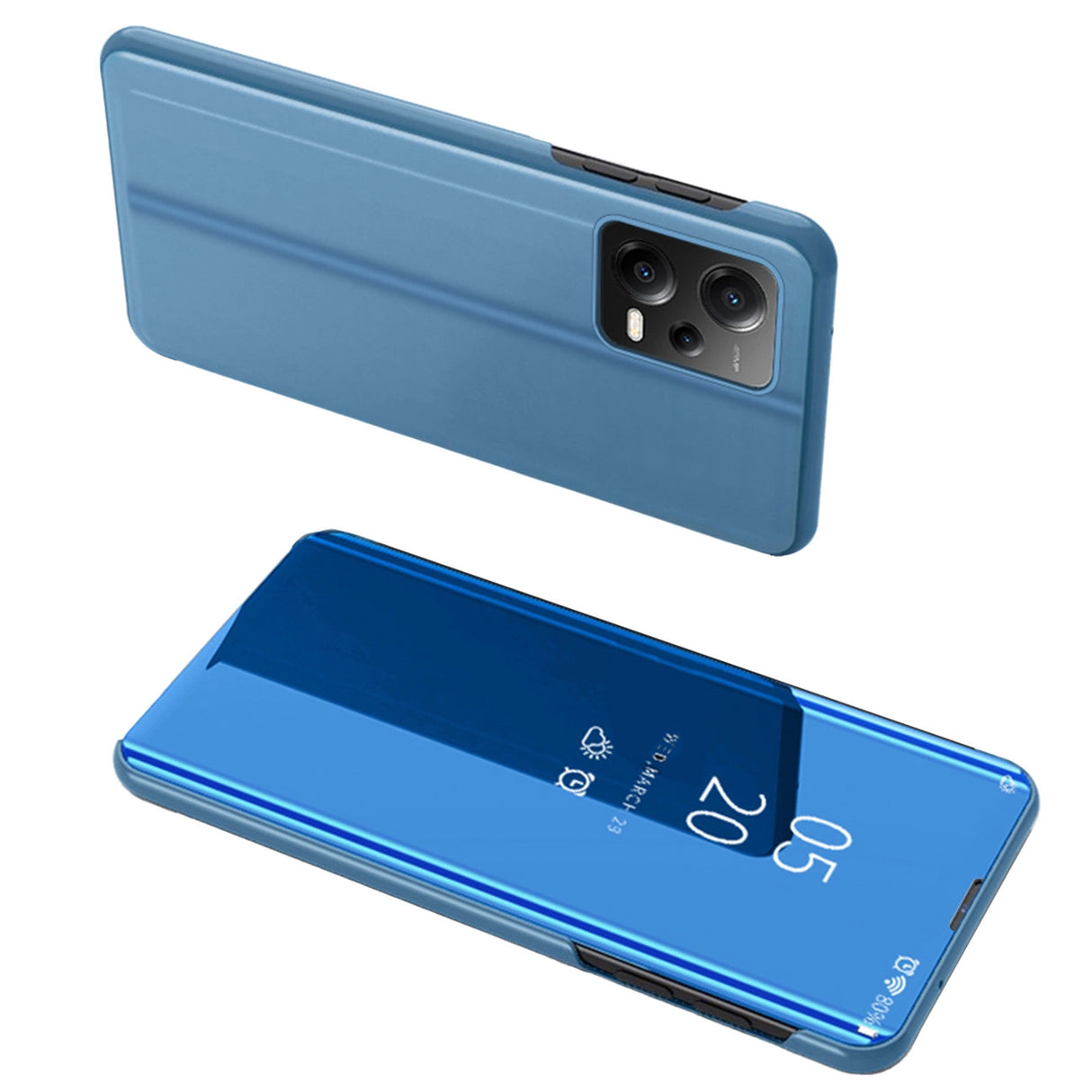 Clear View Case til Xiaomi Redmi Note 12 5G / Poco X5 5G cover med flip cover blå