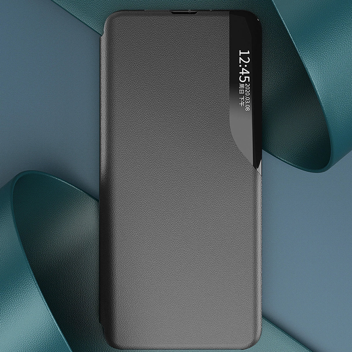 Eco Leather View Case Cover til Xiaomi Redmi Note 12 5G / Poco X5 5G med Flip Stand Black