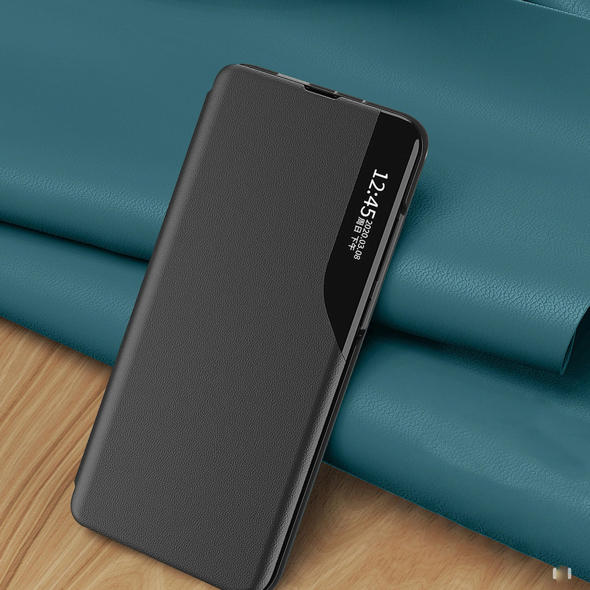 Eco Leather View Case Cover til Xiaomi Redmi Note 12 5G / Poco X5 5G med Flip Stand Black
