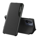Eco Leather View Case til Xiaomi Redmi 11A / Poco C55 / Redmi 12C med flip stand sort