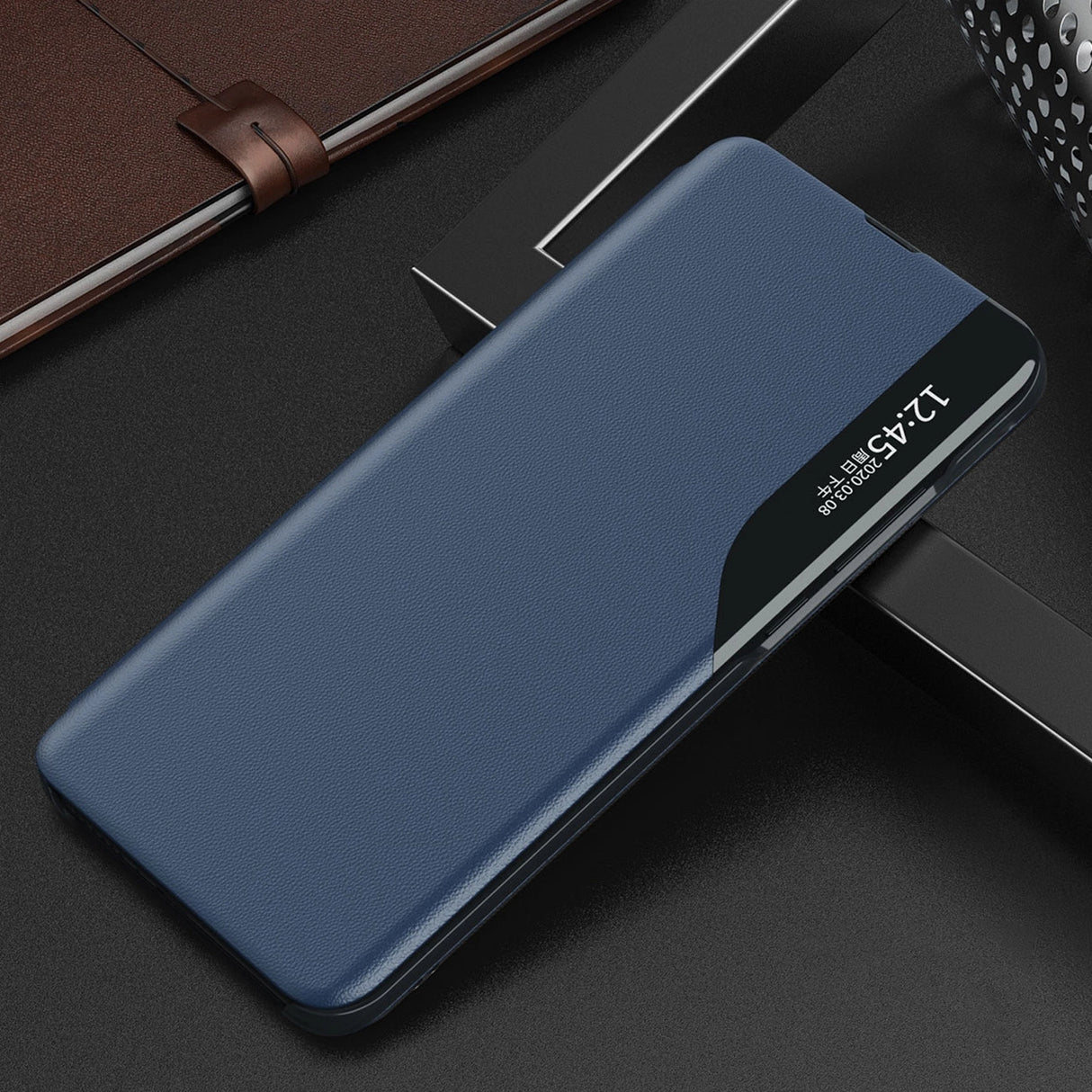 Eco Leather View Case Case til Xiaomi 13 Lite med flip stand sort