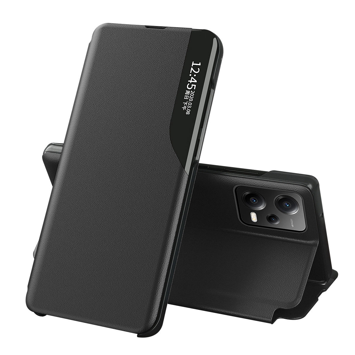 Eco Leather View Case Case til Xiaomi 13 Lite med flip stand sort