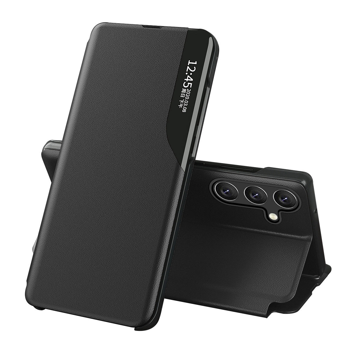 Eco Leather View Case cover til Samsung Galaxy A24 4G med flip stand blå