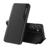 Eco Leather View Case cover til Samsung Galaxy A24 4G med flip stand sort