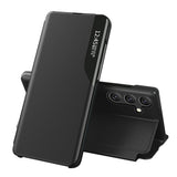Eco læder View Case cover til Samsung Galaxy A24 4G med flip stand sort