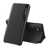 Eco Leather View Case cover til Samsung Galaxy A24 4G med flip stand sort