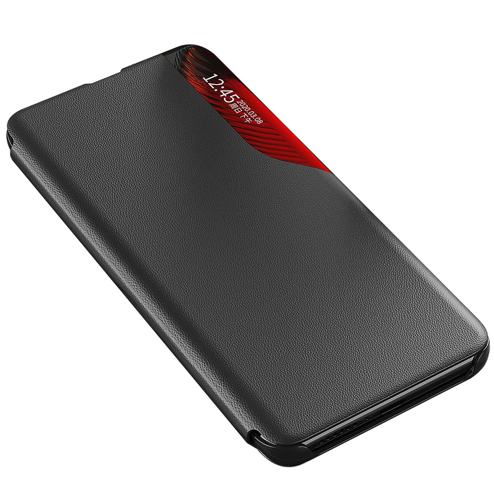 Eco læder View Case cover til Samsung Galaxy A24 4G med flip stand sort