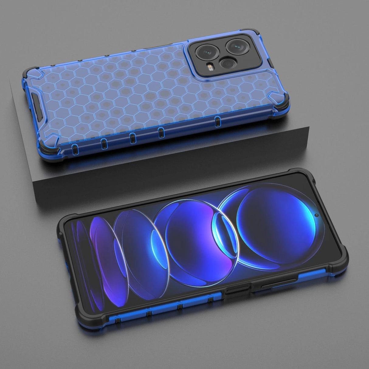 Honeycomb case til Xiaomi Redmi Note 12 Pro + pansret hybrid cover blå