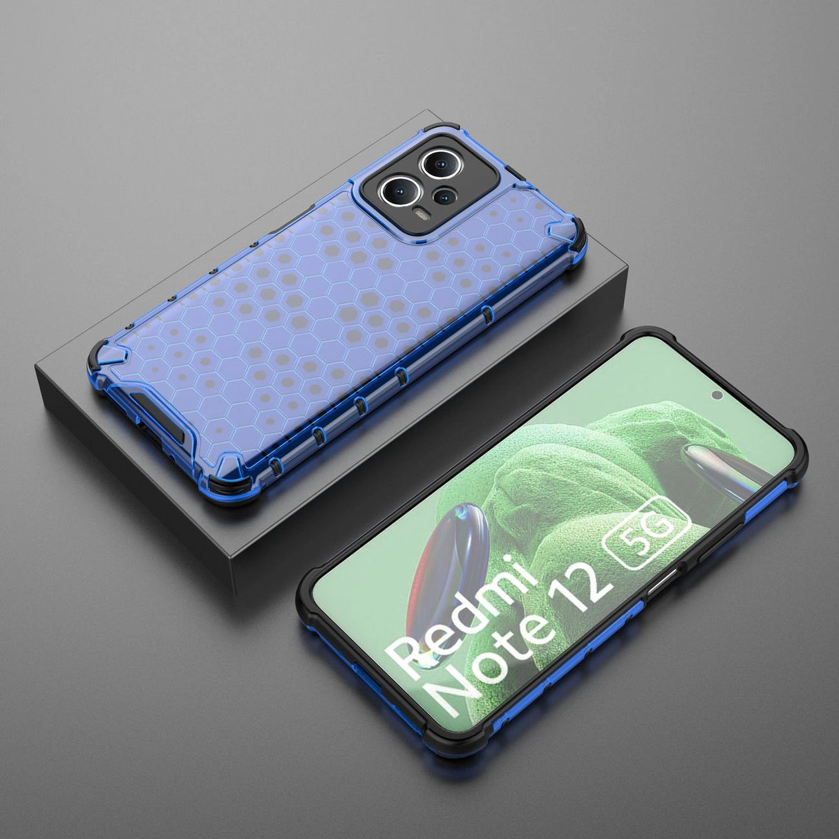 Honeycomb case til Xiaomi Redmi Note 12 5G / Poco X5 5G pansret hybrid case blå