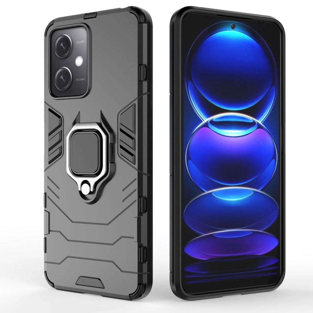 Ring Armor Case til Xiaomi Redmi Note 12 5G / Poco X5 5G Armor Cover Magnetisk Holder Ring Black