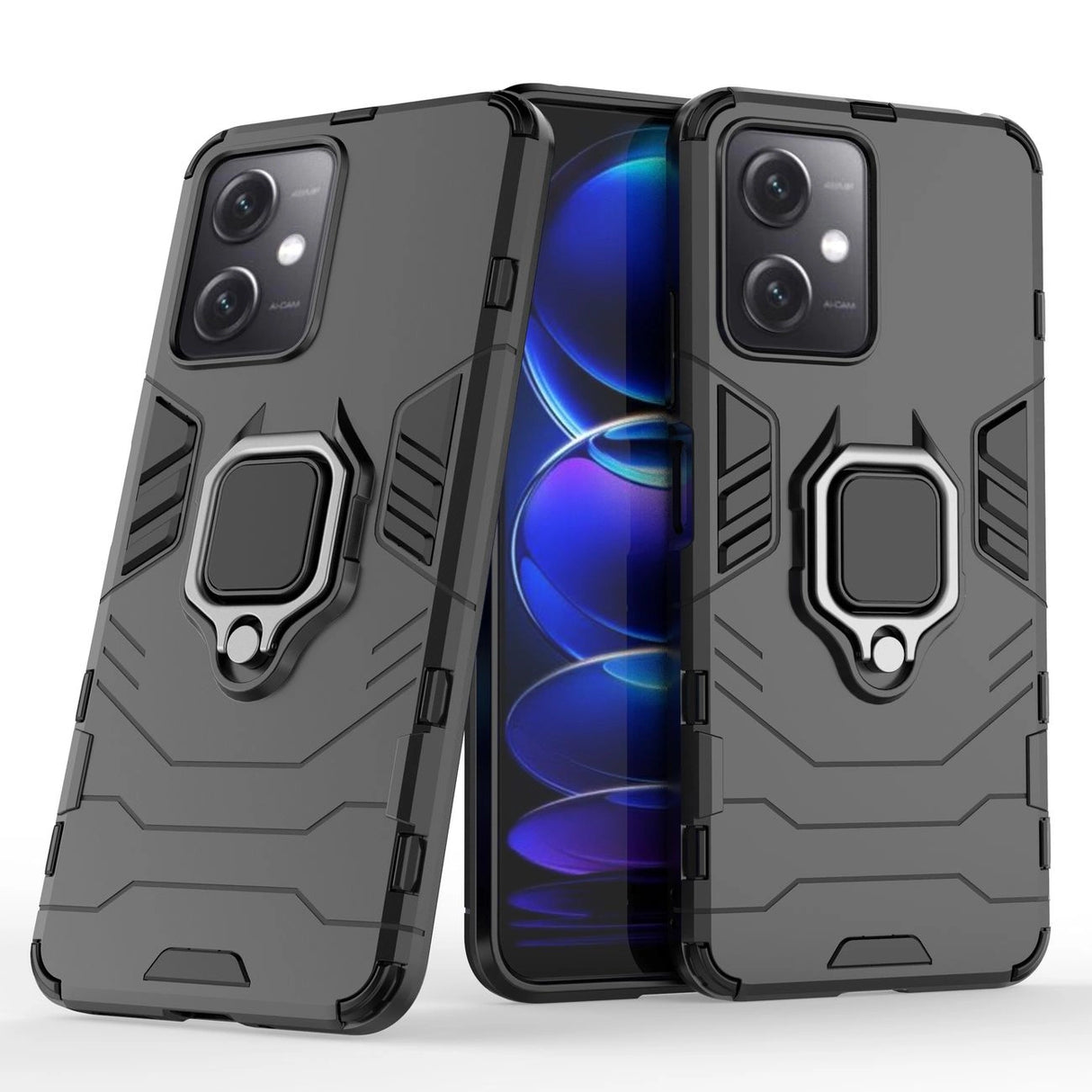 Ring Armor Case til Xiaomi Redmi Note 12 5G / Poco X5 5G Armor Cover Magnetisk Holder Ring Black