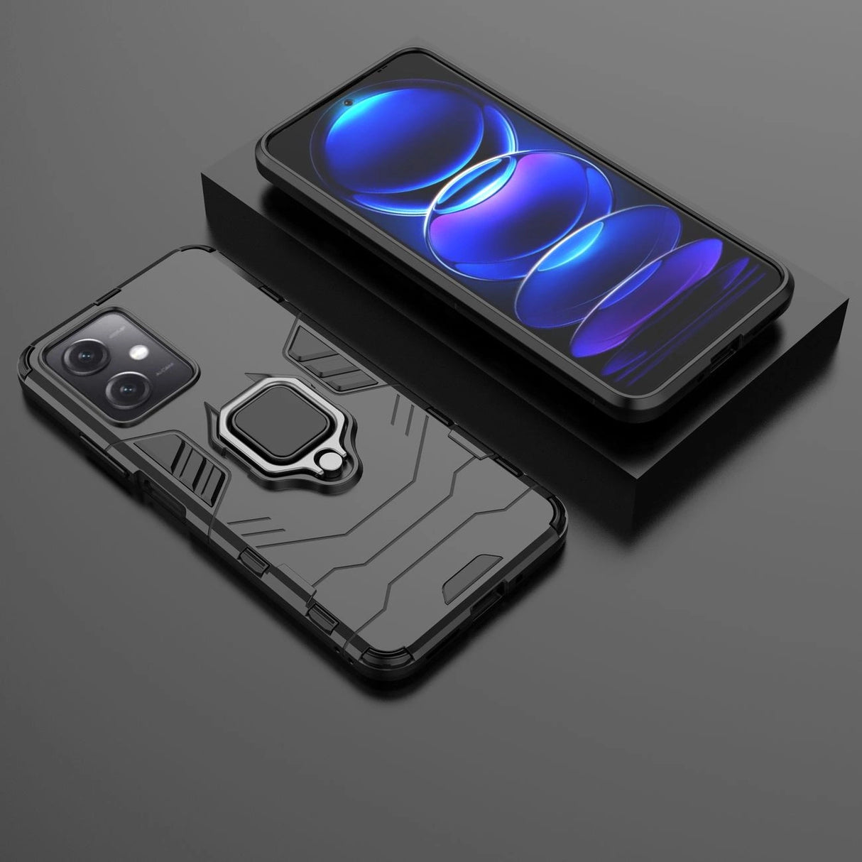 Ring Armor Case til Xiaomi Redmi Note 12 5G / Poco X5 5G Armor Cover Magnetisk Holder Ring Black