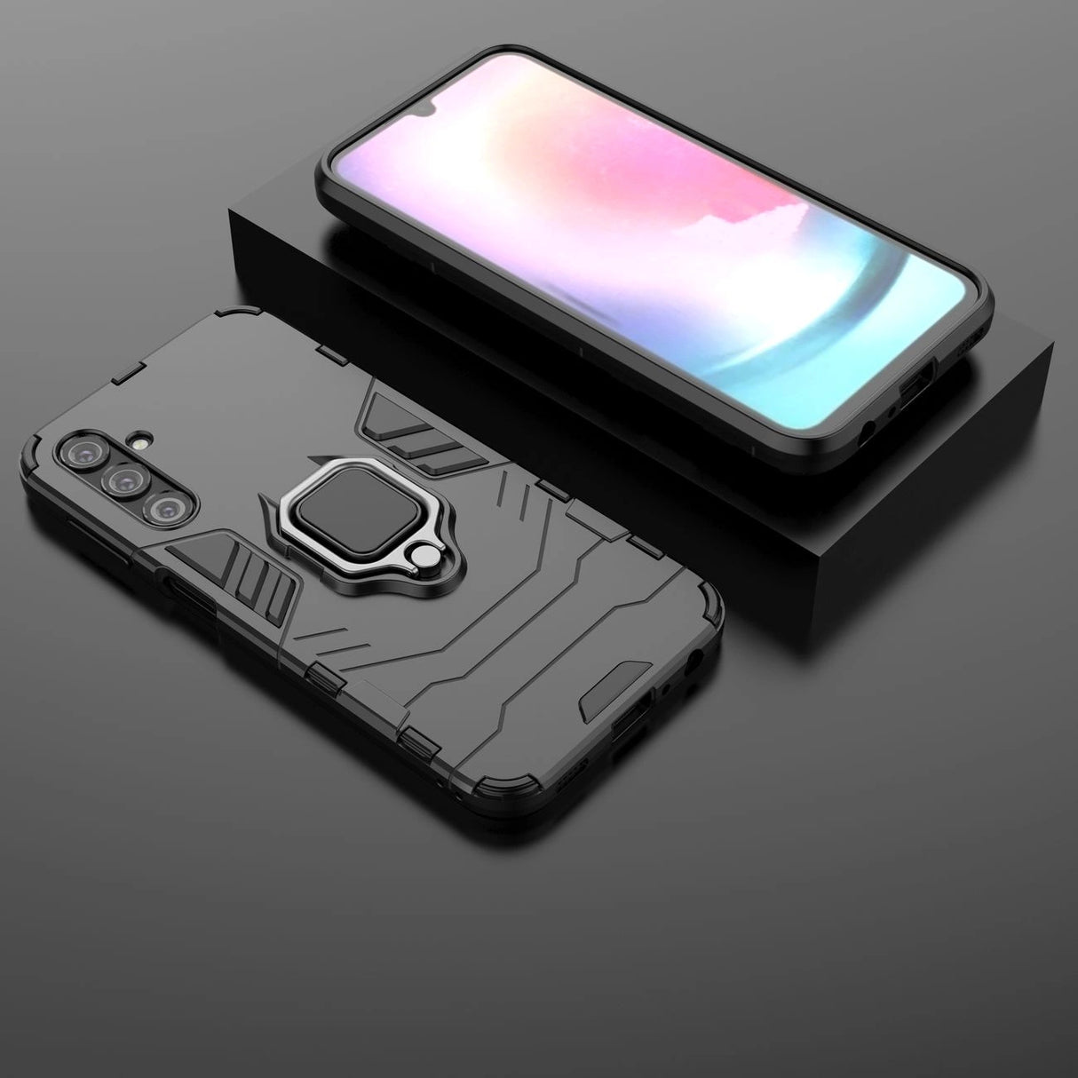 Ring Armor case til Samsung Galaxy A24 4G pansrede cover magnetisk holder ring sort